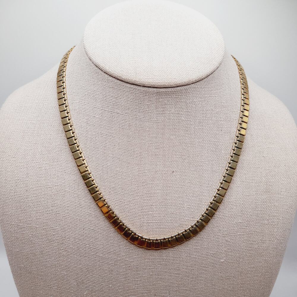 Vintage MONET Gold Plated Choker Necklace 17 Inch Fold Over Clasp